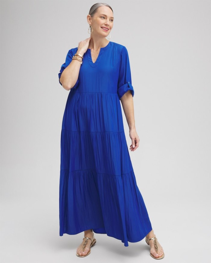 Chicos Tiered A-line Maxi Dress - Intense Azure