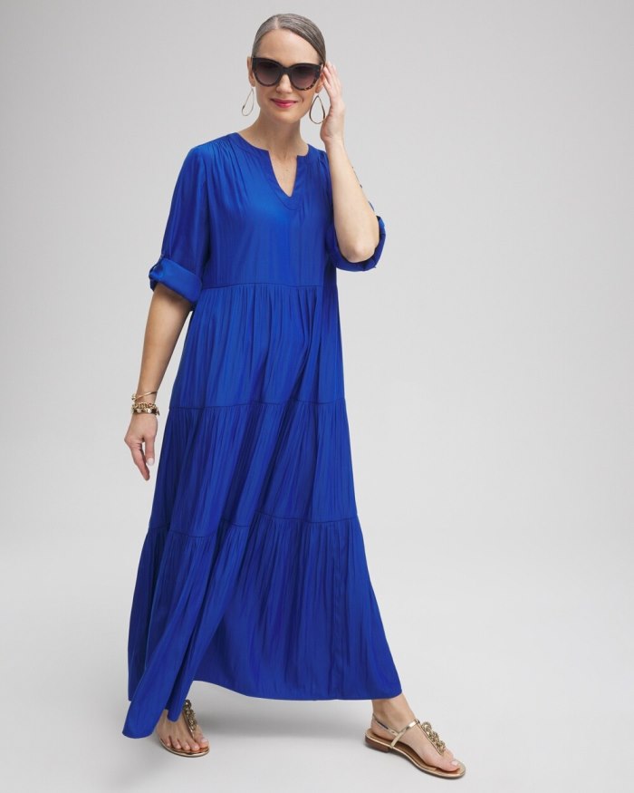 Chicos Tiered A-line Maxi Dress - Intense Azure