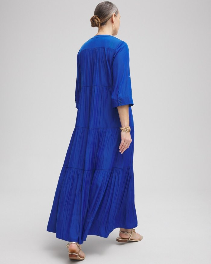 Chicos Tiered A-line Maxi Dress - Intense Azure