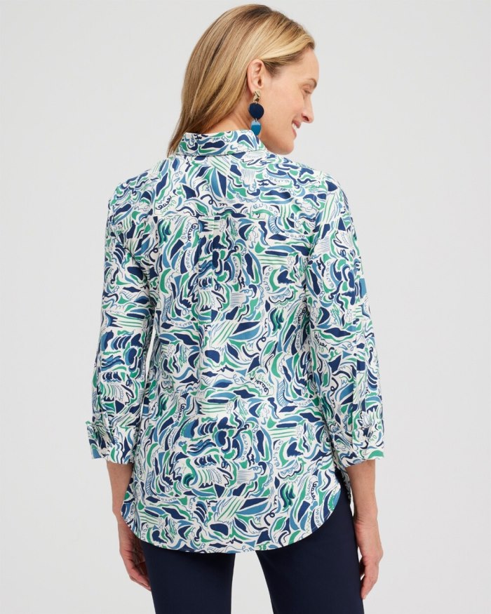 Chicos No Iron 3/4 Sleeve Abstract Print Shirt - Twisted Ivy