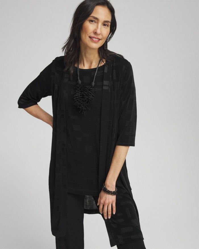 Chicos Travelers Jacquard Cardigan - Travelers Black