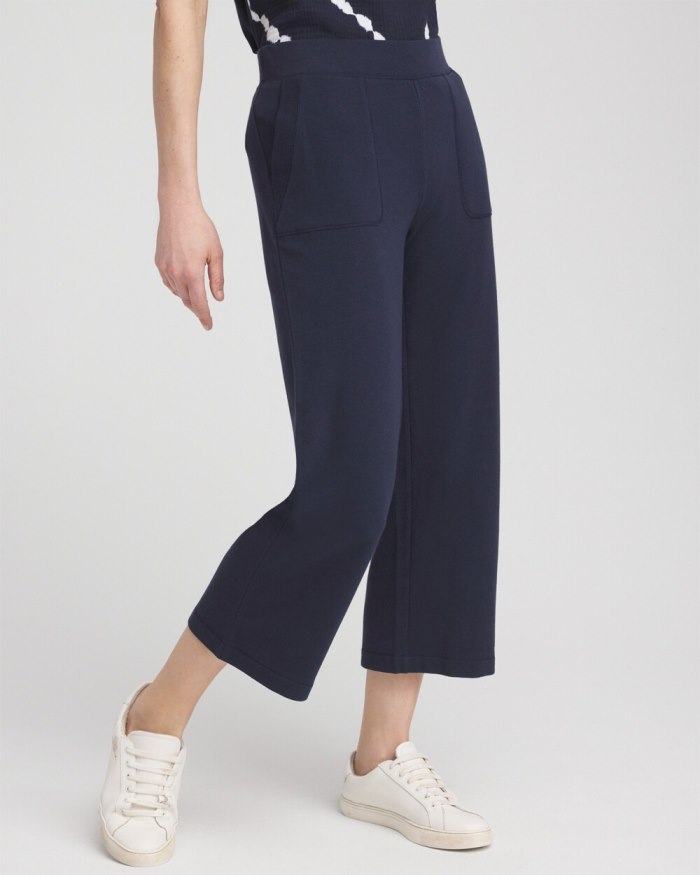 Chicos Zenergy French Terry Wide Leg Crops - Classic Navy