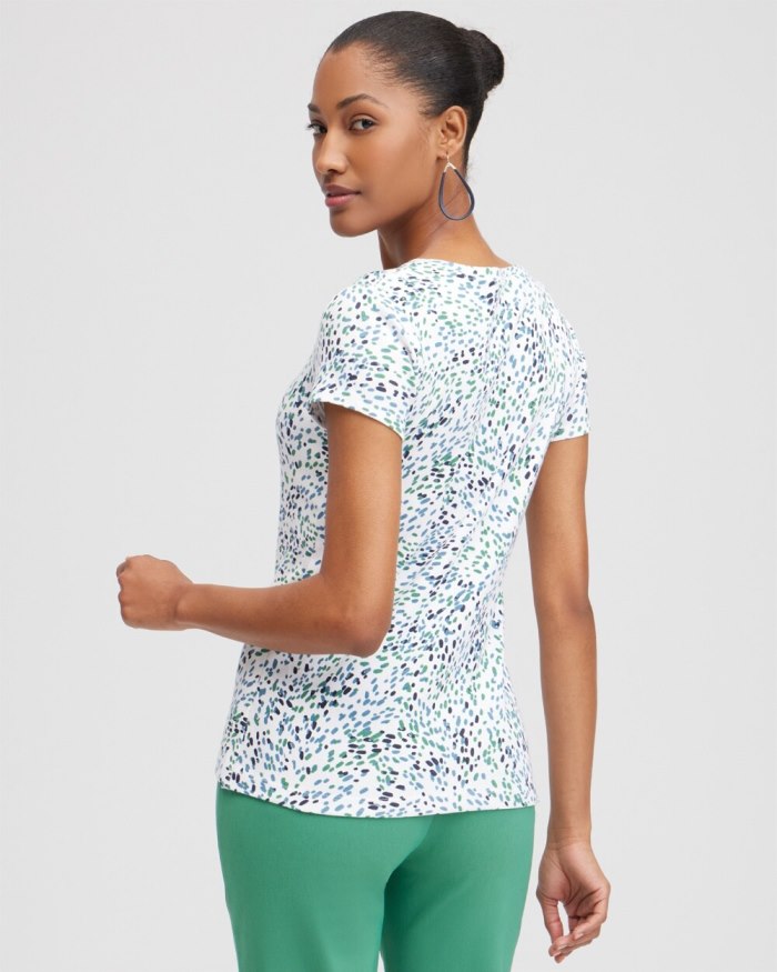 Chicos Dot Print Cap Sleeve Tee - Alabaster