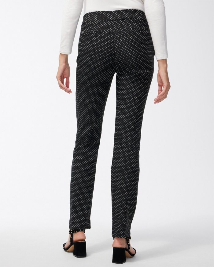 Chicos Brigitte Jacquard Stamp Pants - Black/Alabaster