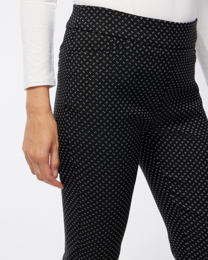 Chicos Brigitte Jacquard Stamp Pants - Black/Alabaster