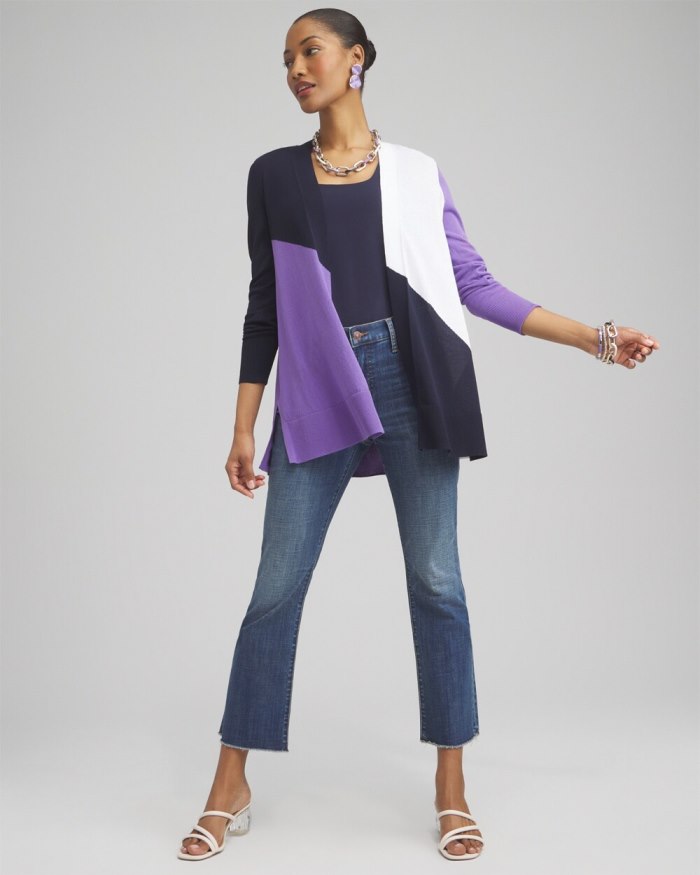 Chicos Summer Romance Colorblock Cardigan - Parisian Purple