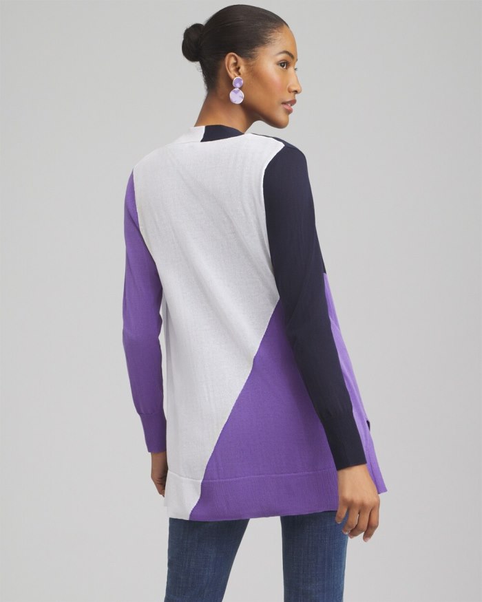 Chicos Summer Romance Colorblock Cardigan - Parisian Purple