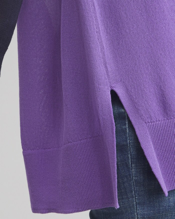 Chicos Summer Romance Colorblock Cardigan - Parisian Purple