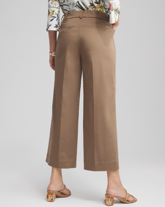 Chicos Cotton Sateen Cropped Pants - Teakwood