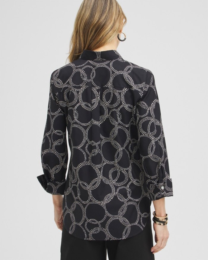 Chicos No Iron Stretch Circle Print Shirt - Black