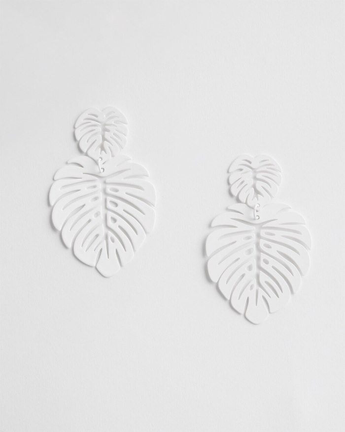 Chicos No Droop White Leaf Earrings - White