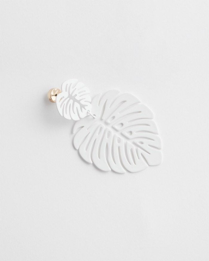 Chicos No Droop White Leaf Earrings - White