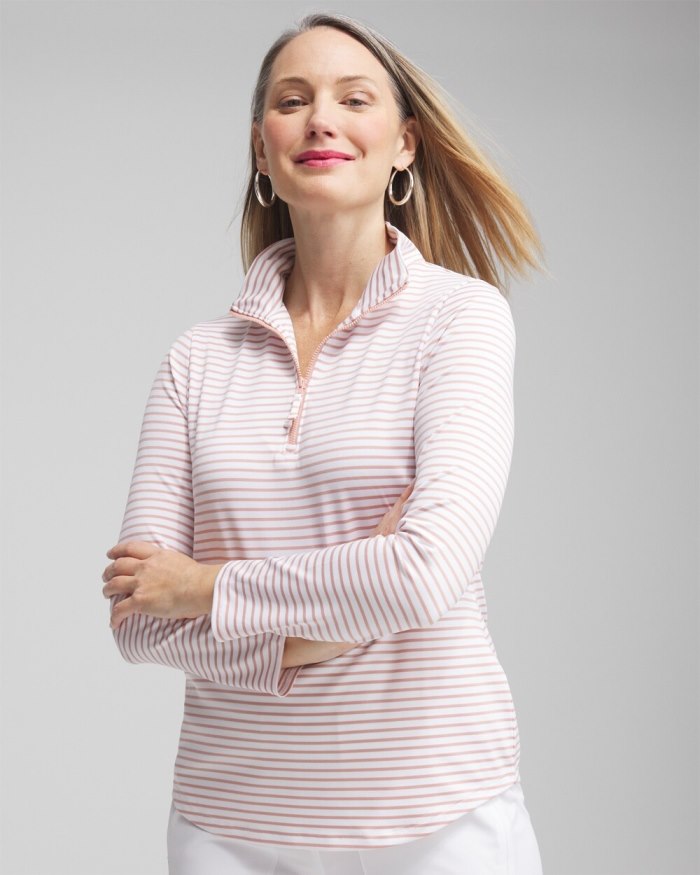 Chicos Zenergy UPF Stripe Long Sleeve Top - French Blush