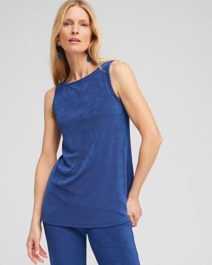 Chicos Travelers Side Slit Tank - Azores Blue