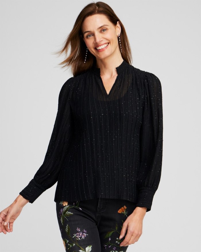 Chicos Pleated Blouse - Black