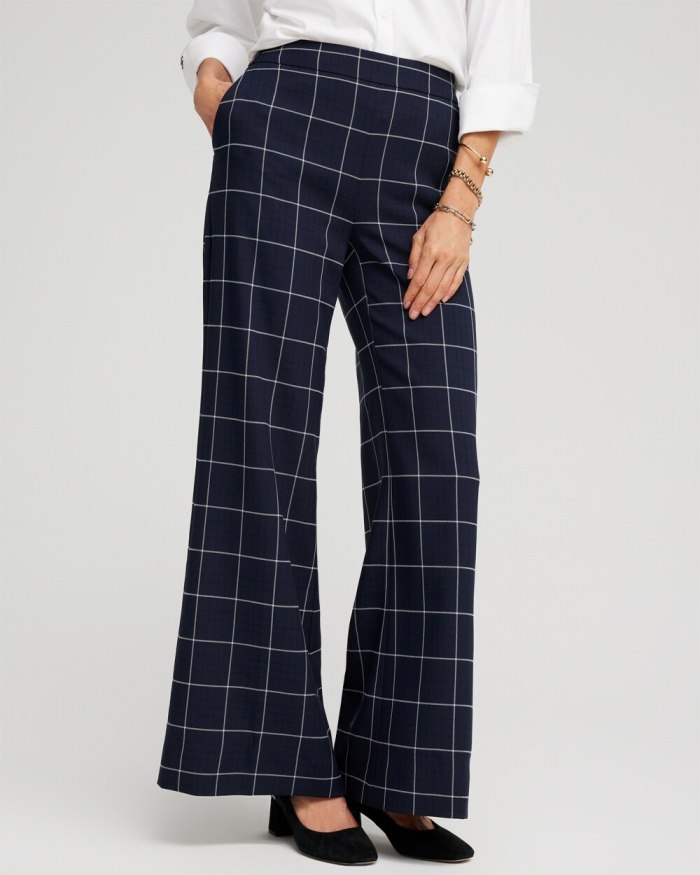 Chicos Jacquard Flare Trousers - Classic Navy