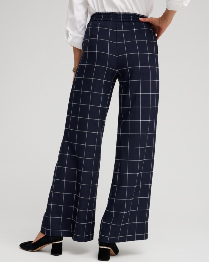 Chicos Jacquard Flare Trousers - Classic Navy