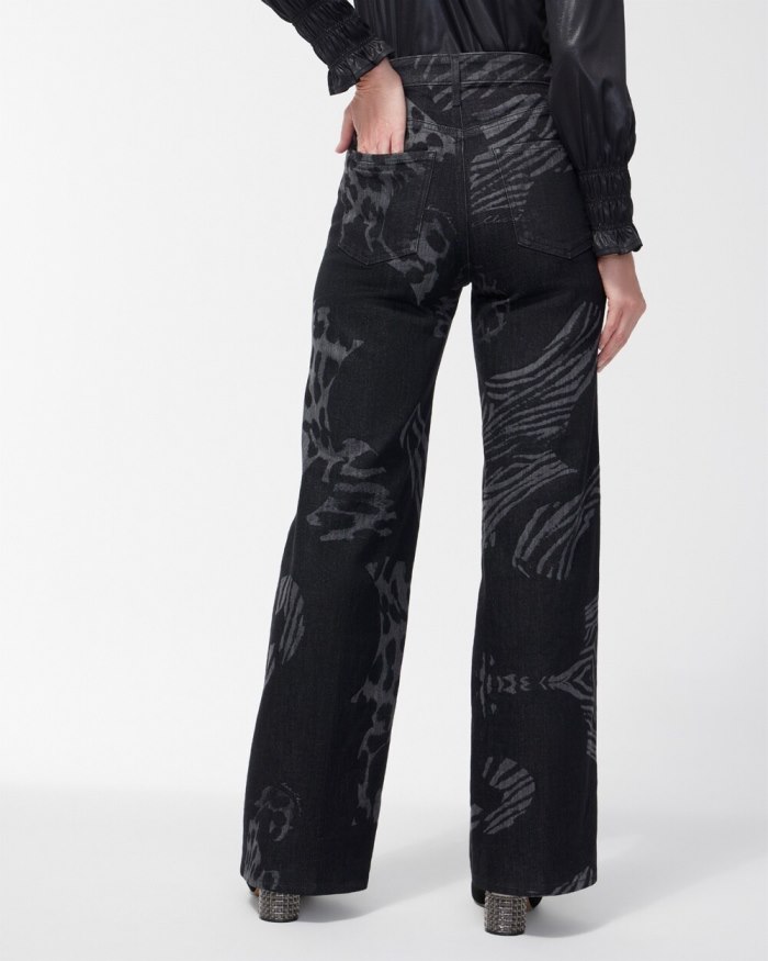 Chicos High Rise Animal Wide Leg Jeans - Avisa Wash