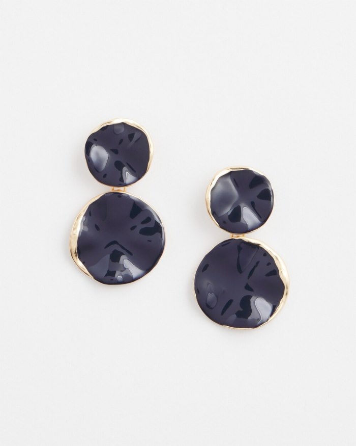 Chicos Navy Round Drop Earrings - Navy