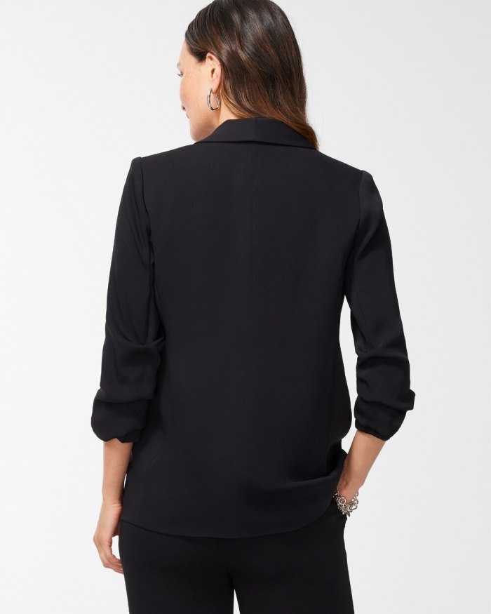 Chicos Ruched Sleeve Blazer - Chocolate Fondant