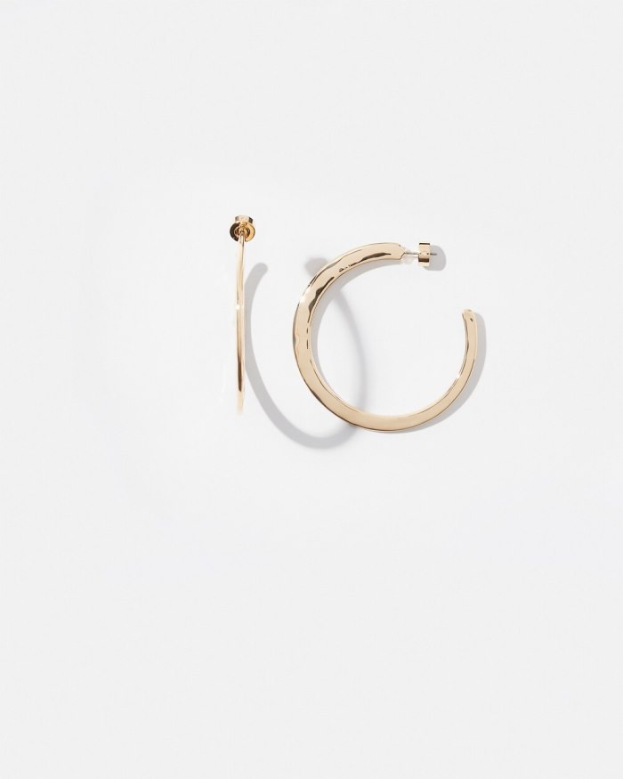 Chicos 2" Gold Tone Textured Hoops - Gold