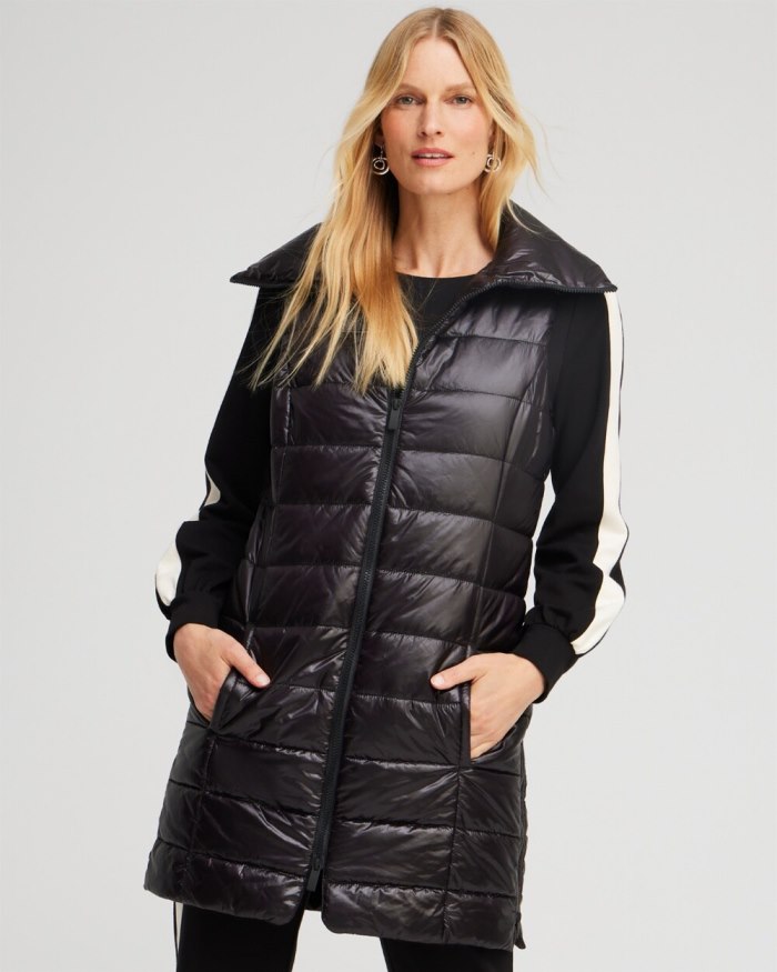 Chicos Zenergy Long Quilted Vest - Black