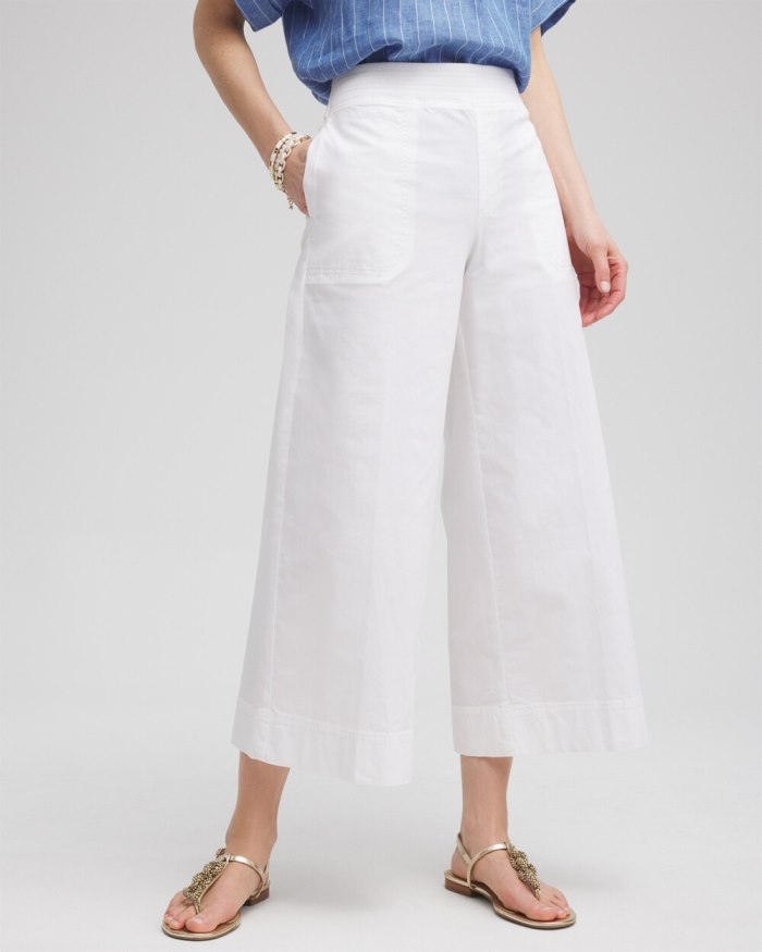 Chicos Poplin Culotte Pants - Alabaster