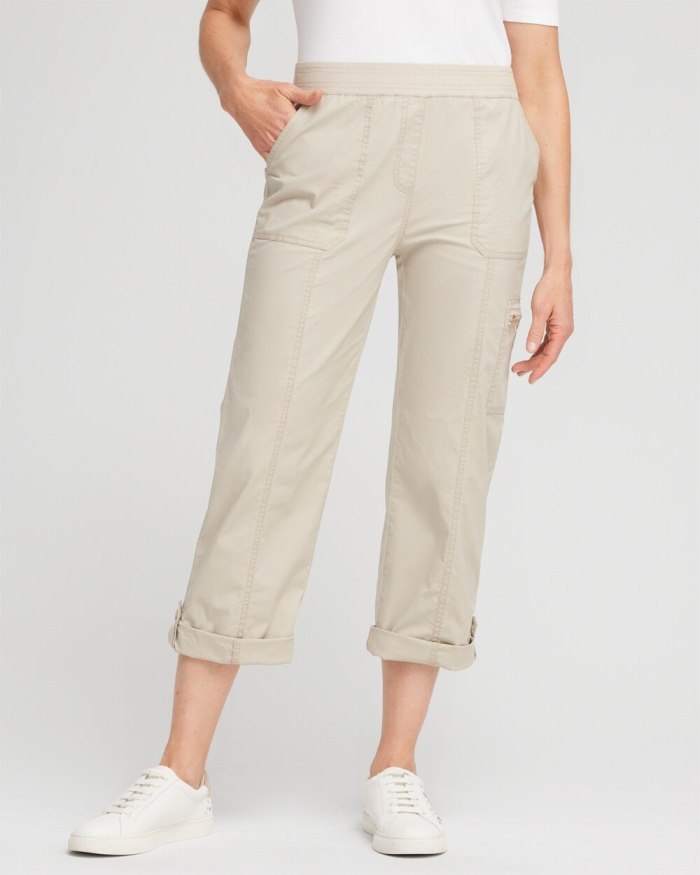 Chicos Poplin Cropped Pants - Classic Khaki