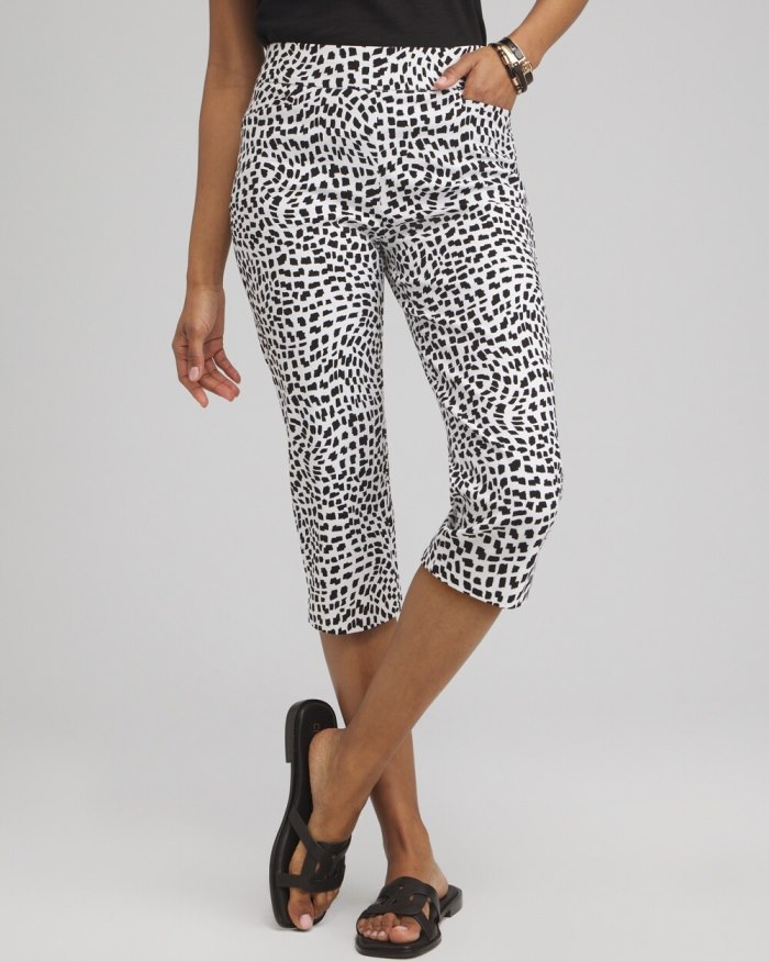 Chicos Brigitte Square Print Capris - Alabaster