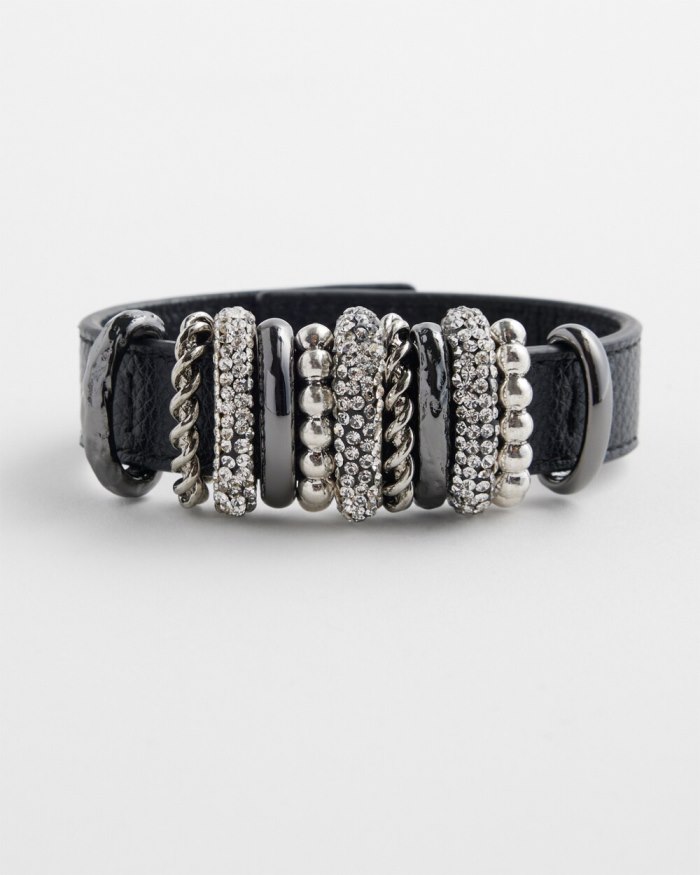 Chicos Silver Tone Leather Bracelet - Silver