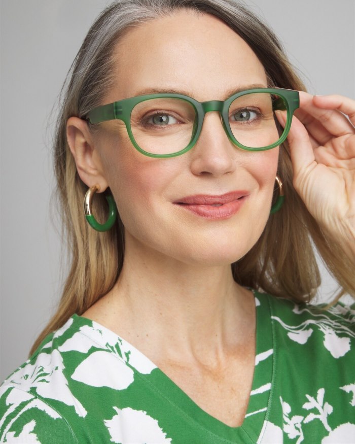 Chicos Green Faux Tort Readers - Green