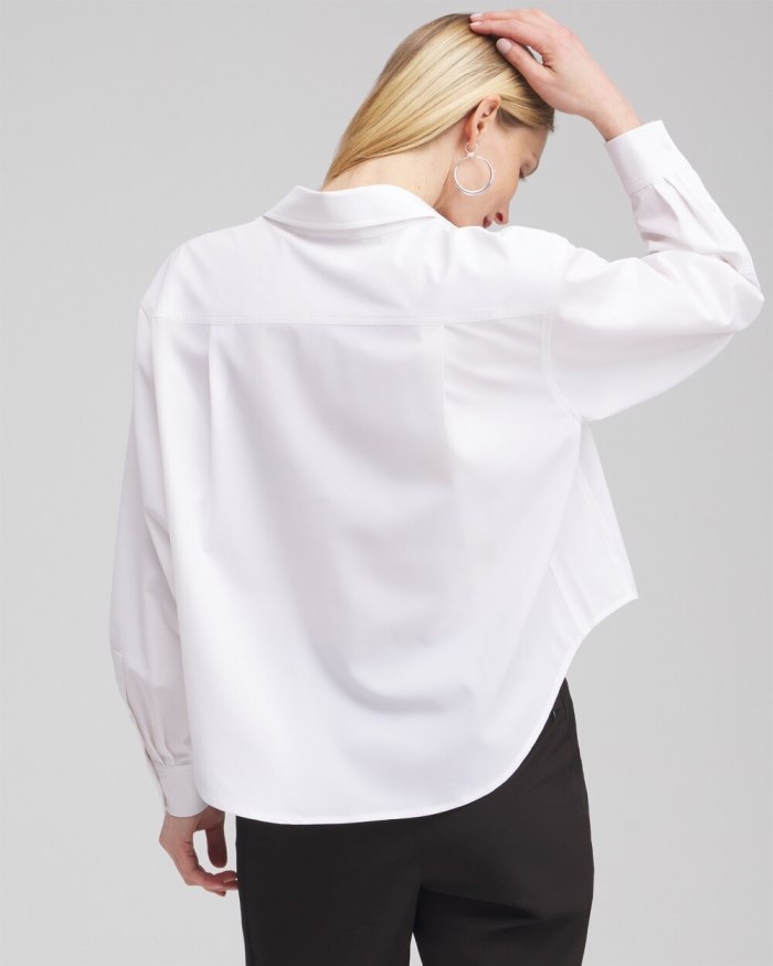 Chicos Zenergy Neema Cropped Shirt - Alabaster