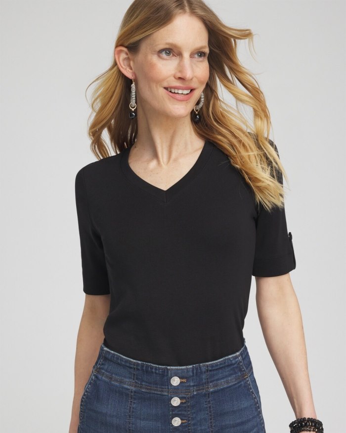 Chicos Everyday V-neck Tee - Black