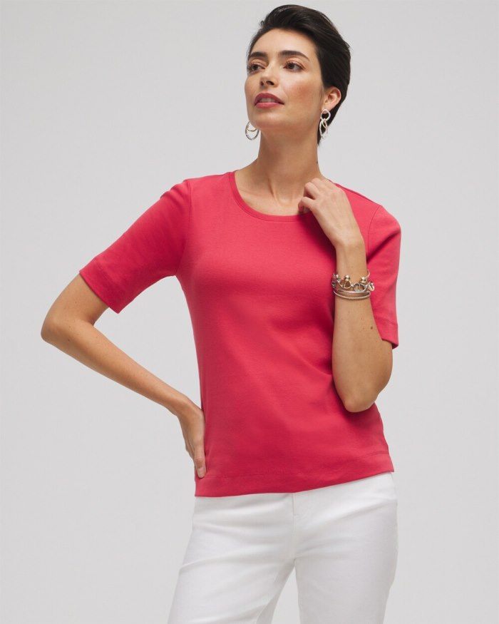 Chicos Everyday Elbow Sleeve Tee - Ginger Rose