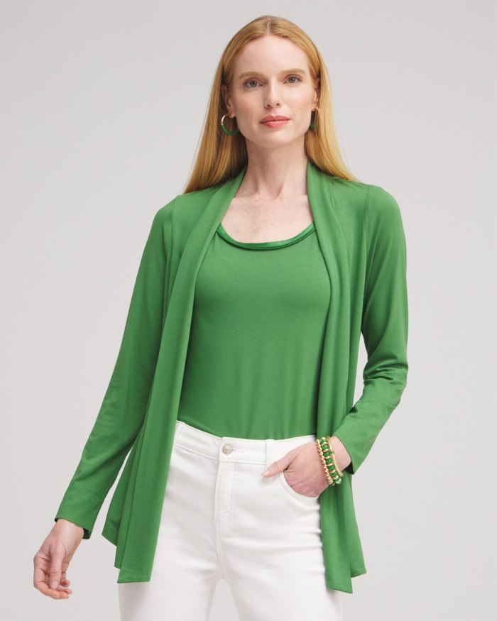 Chicos Touch of Cool Easy Cardigan - Verdant Green