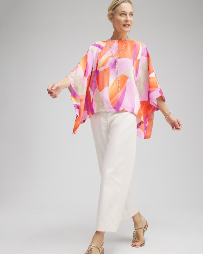 Chicos Abstract Print Poncho - Nectarine