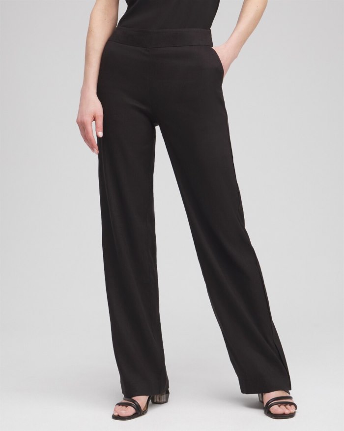 Chicos Wide Leg Linen Pants - Black