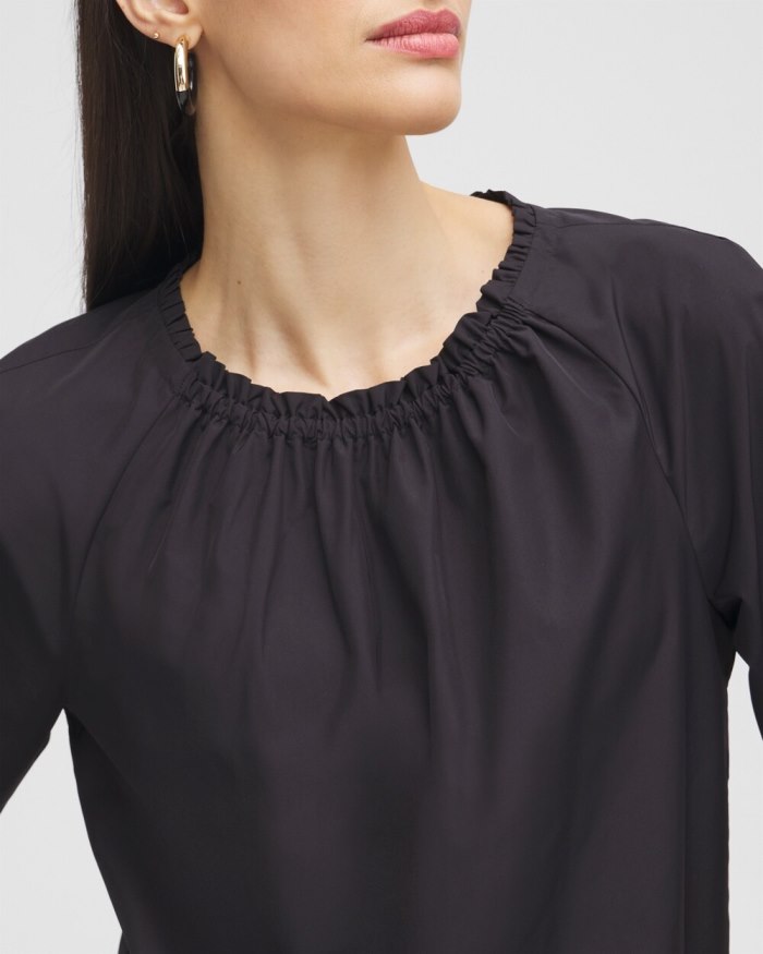 Chicos Black Label Smock Neck Blouse - Black