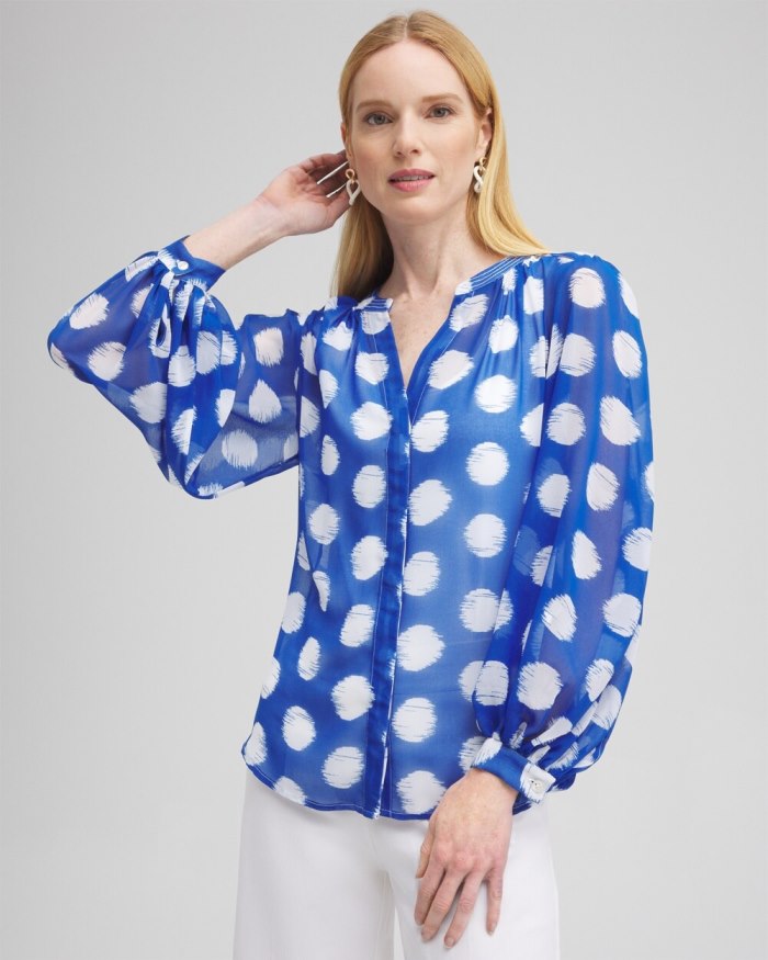 Chicos Ikat Dots Blouse - Intense Azure