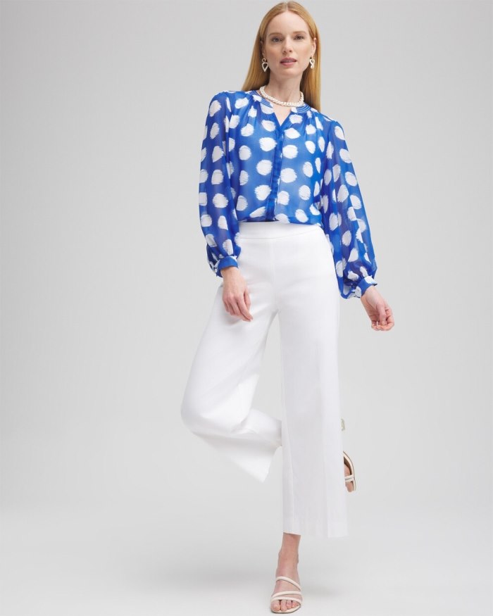 Chicos Ikat Dots Blouse - Intense Azure