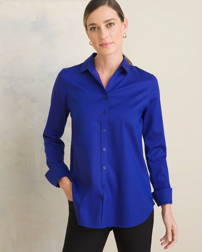 Chicos No-Iron Stretch Shirt - Magnetic Blue