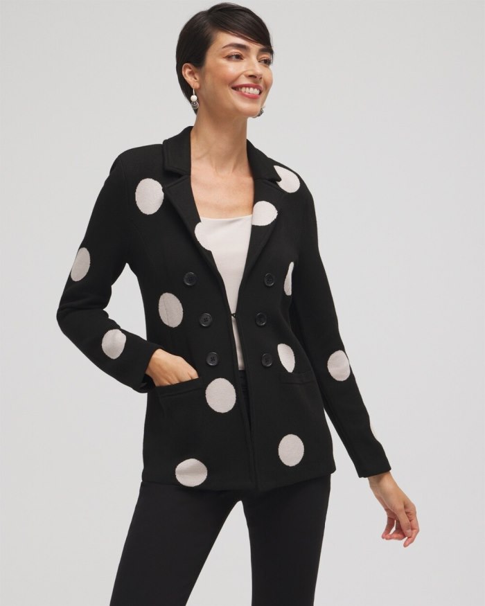 Chicos Polka Dot Cardigan Blazer - Black