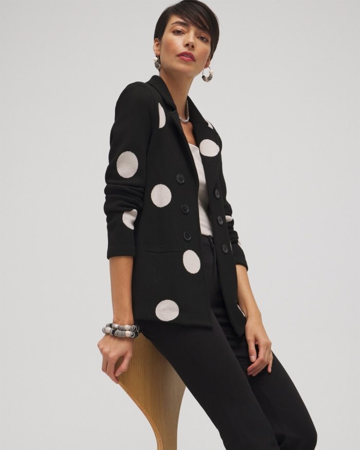 Chicos Polka Dot Cardigan Blazer - Black