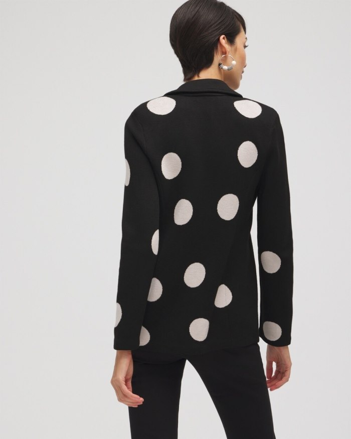 Chicos Polka Dot Cardigan Blazer - Black