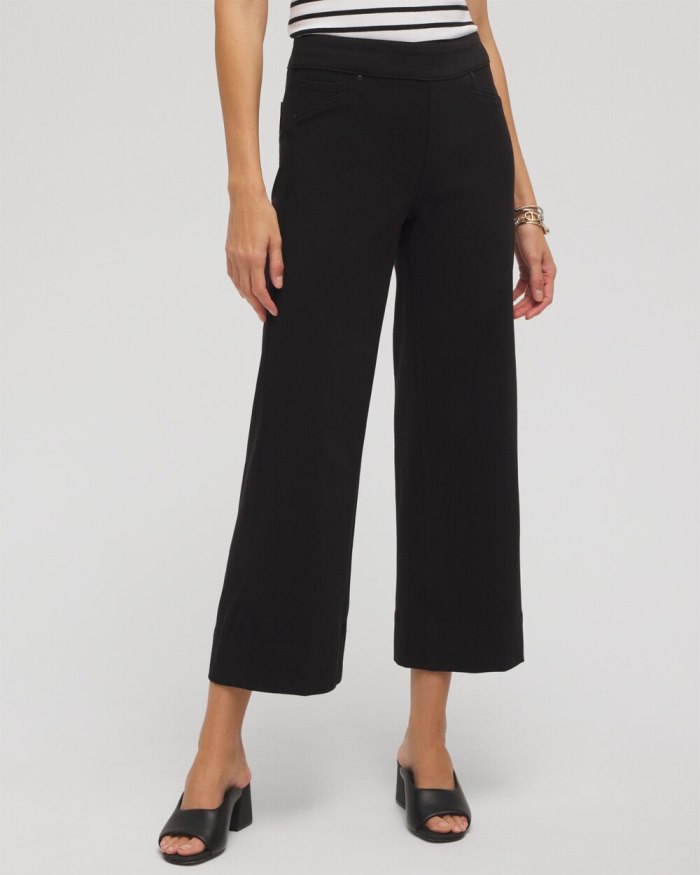 Chicos Travelers Pull On Cropped Jeans - Black