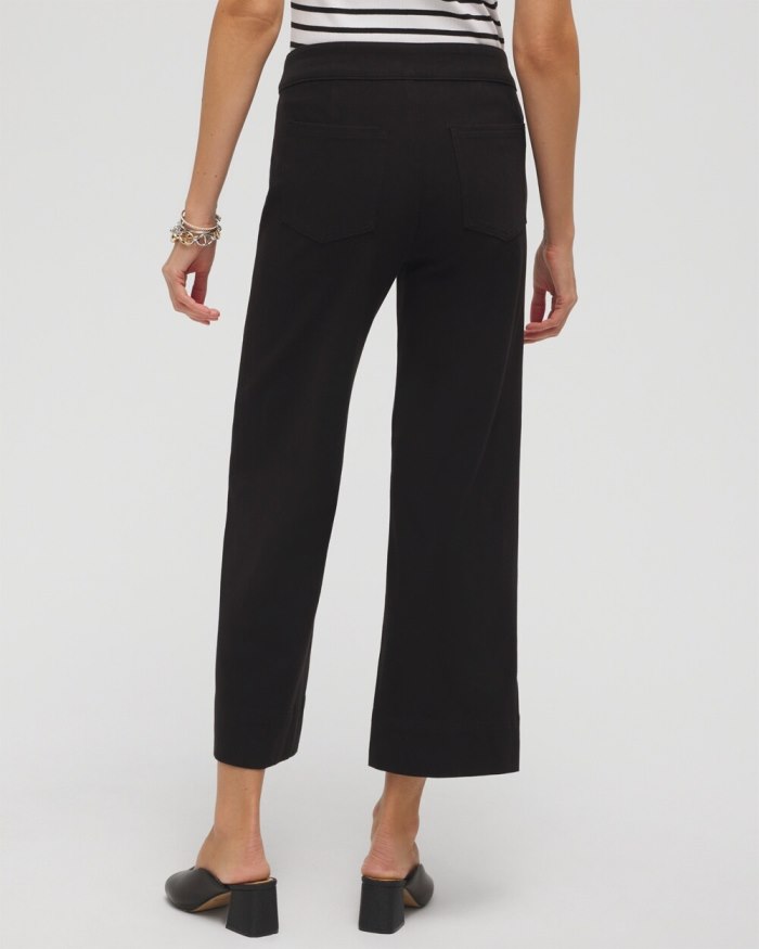 Chicos Travelers Pull On Cropped Jeans - Black