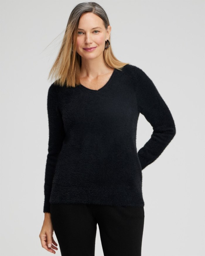 Chicos Zenergy Eyelash Sweater - Black