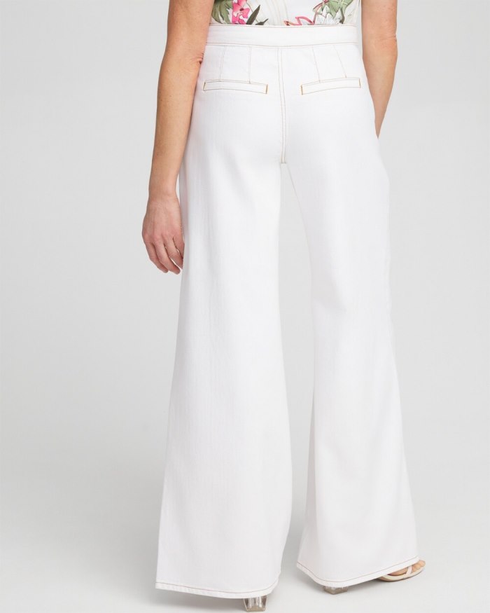 Chicos High Rise Palazzo Jeans - Alabaster