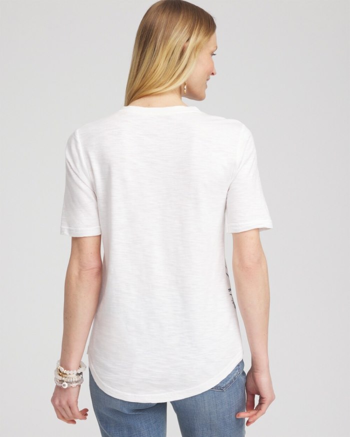 Chicos Floral Notch Neck Tee - Alabaster