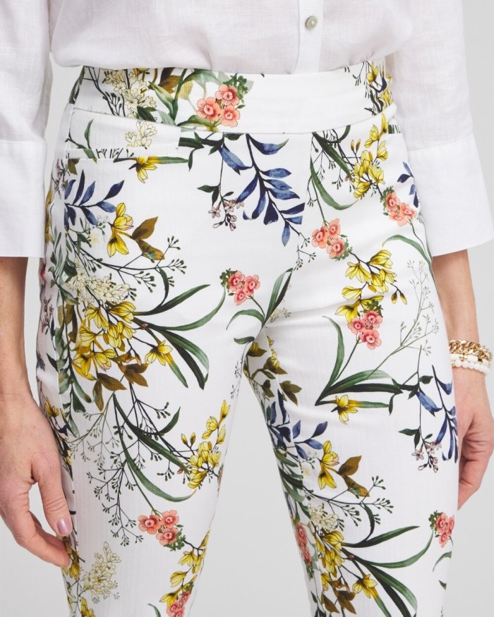 Chicos Brigitte Floral Slim Cropped Pants - Alabaster